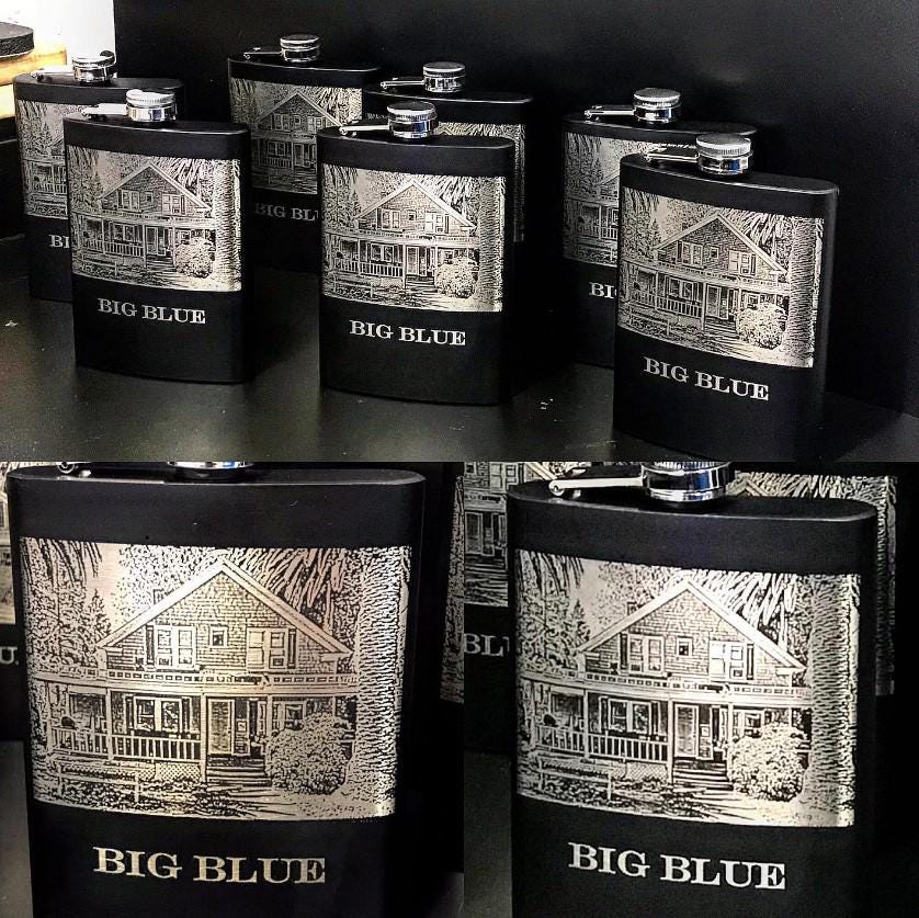 Custom Photo engraved Flask, Stainless steel flask, Black Flask, 8 oz picture flask