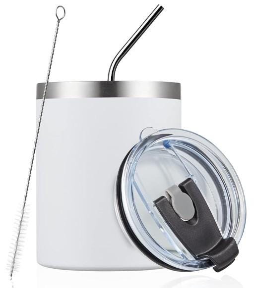 Birthday Lowball Tumbler, Stainless Steel, Double Wall Vacuum Insulated Mug with Straw, Lid and Cleaning Brush