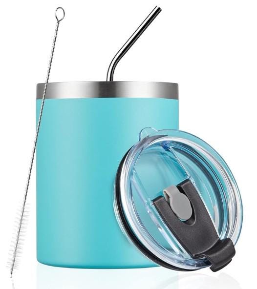 Birthday Lowball Tumbler, Stainless Steel, Double Wall Vacuum Insulated Mug with Straw, Lid and Cleaning Brush