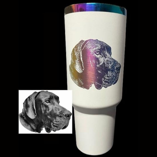 Photo engraved 40oz Rainbow Plated Tumbler, with Lid, Gift, Personalized Vacuum Insulated Double Wall, Powder Coated tumbler