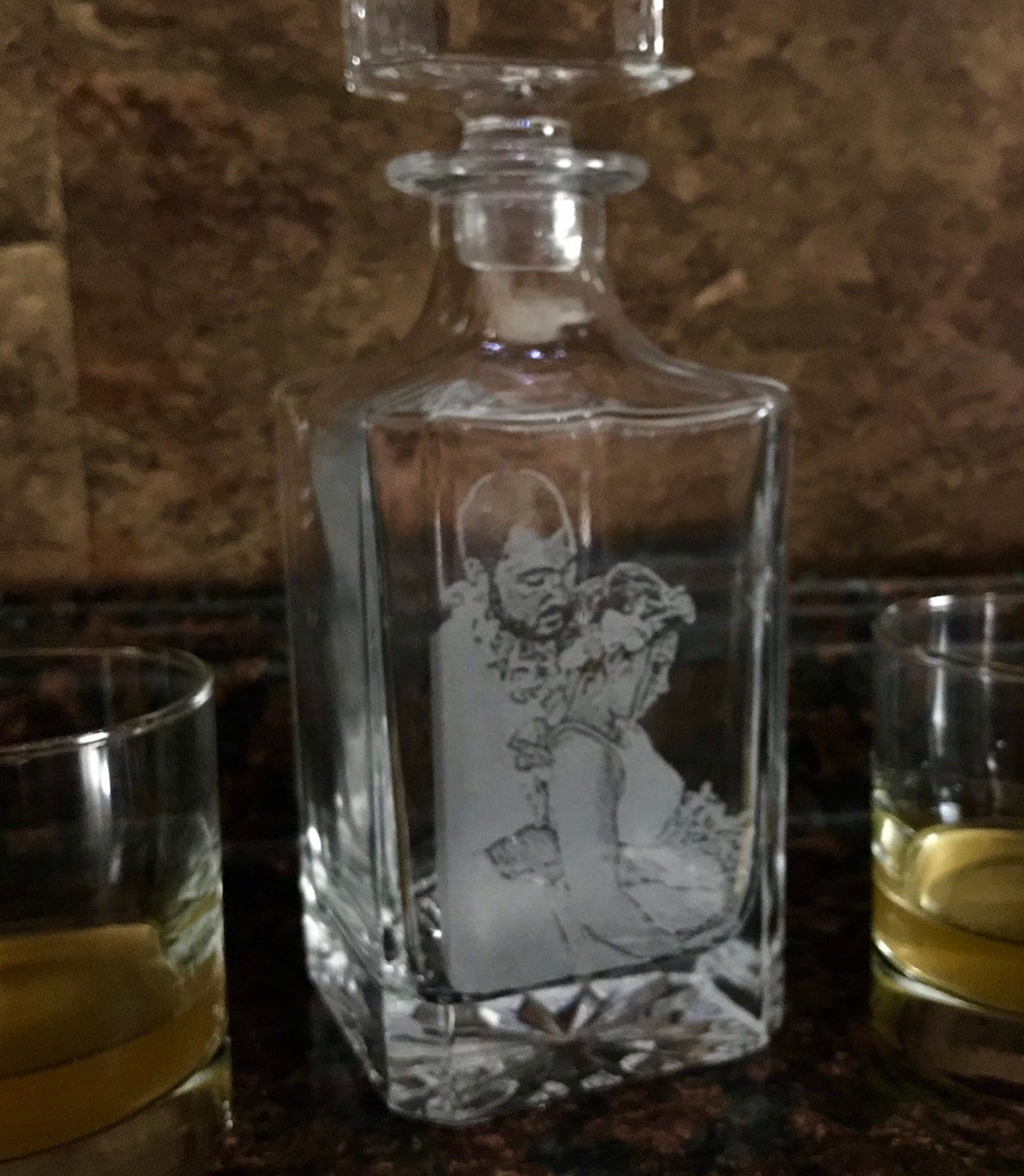 Photo engraved Crystal Decanter with Glass Stopper, 26 oz, 750ml lead free