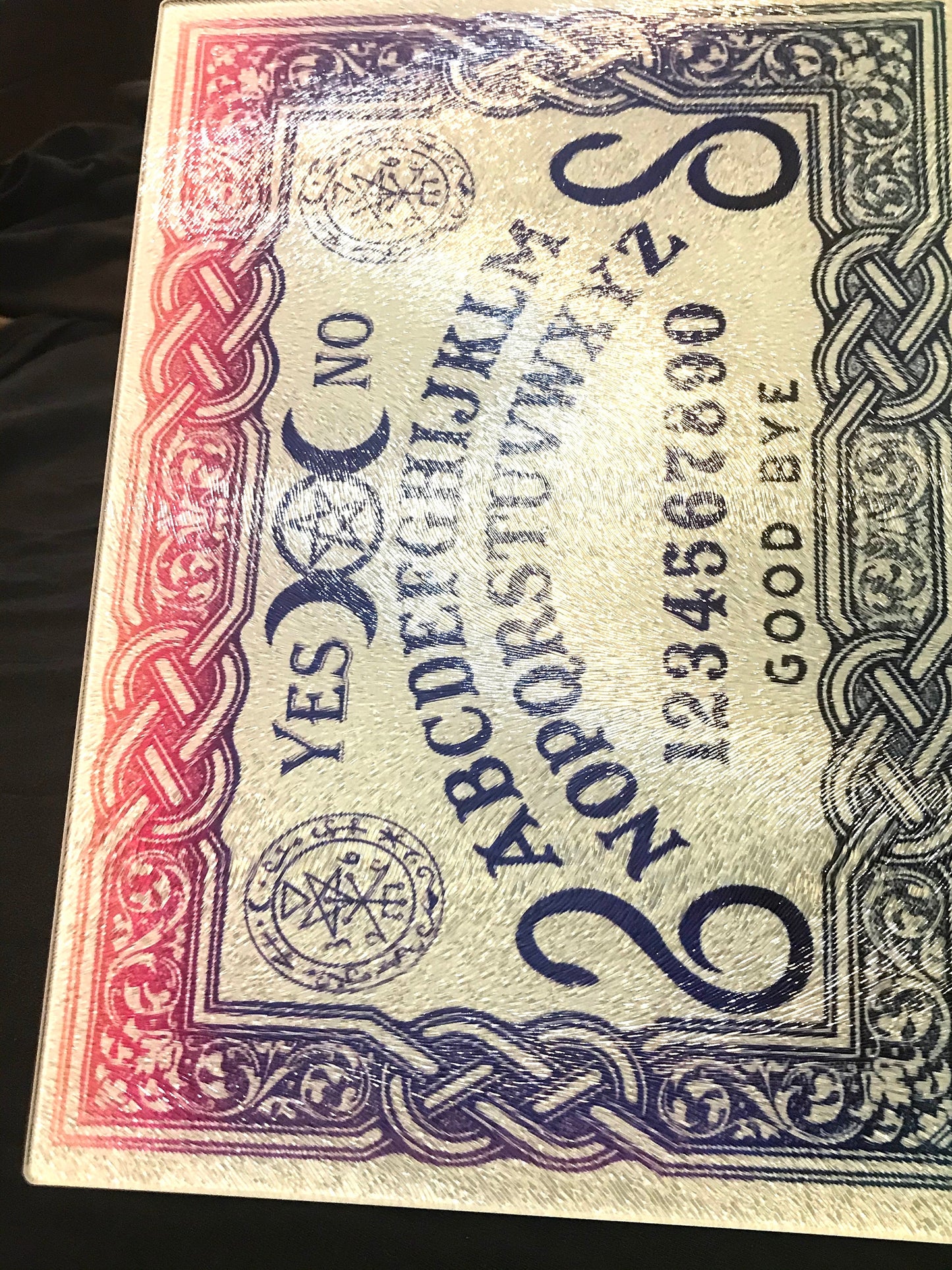 Ouija board glass chopping board,  Lilith Ouija board Halloween decoration