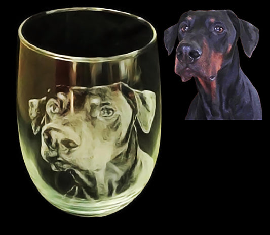 Pet Photo Engraved wine glass, Gift, Engraved Whiskey glass, Custom Pet picture, Pet memorial Engraved Glass, Pet photo on glass