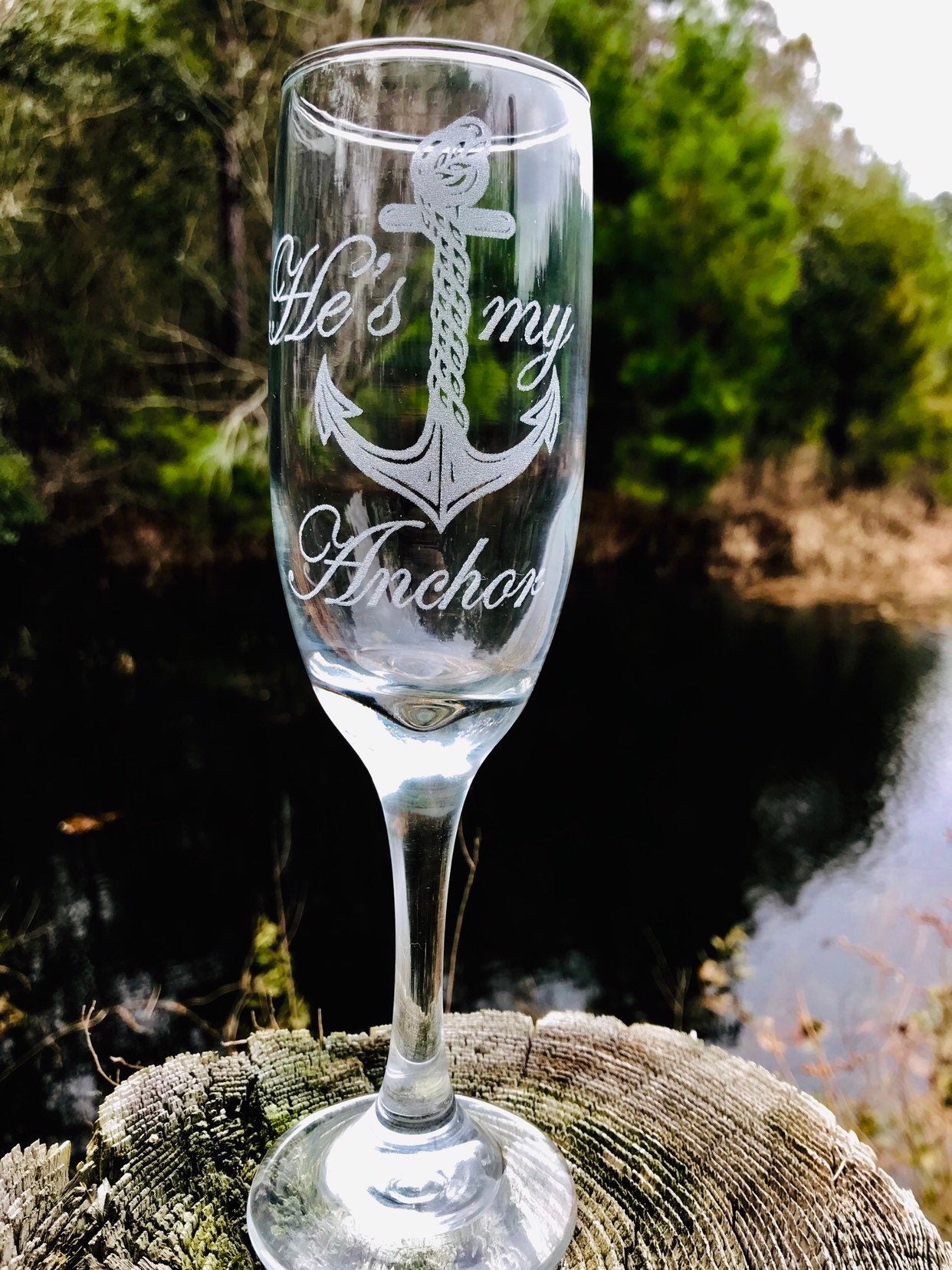 Engraved Nautical champagne flute set with sailboat and anchor, Beach wedding