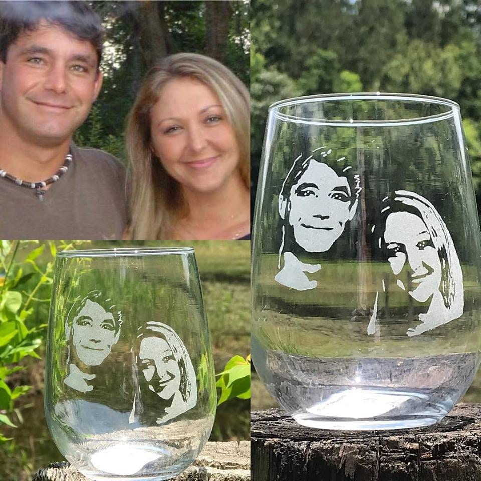 Photo Engraved whiskey glass, Custom picture wine glass, engraved Wedding Glass,Anniversary, Mother's day