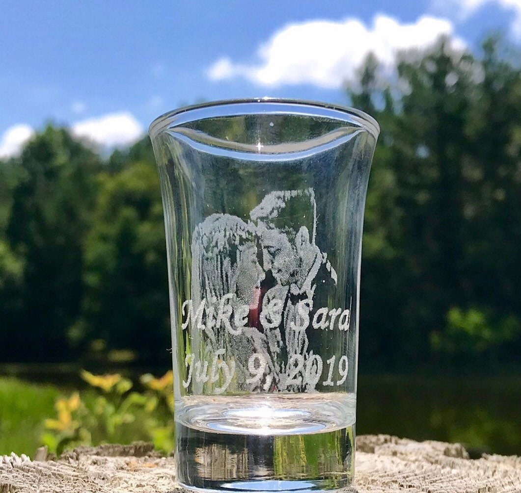 Custom Shot Glass, photo engraved shot glass, Wedding photo glass, Anniversary photo glass, Dessert glass