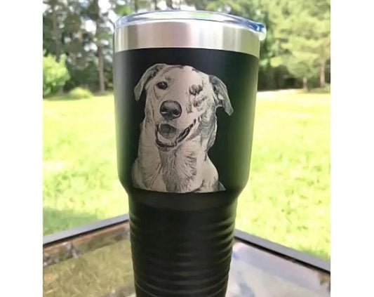 Photo engraved Stainless Steel Tumbler, with Lid, Gift, Personalized Vacuum Insulated Double Wall, Powder Coated tumbler