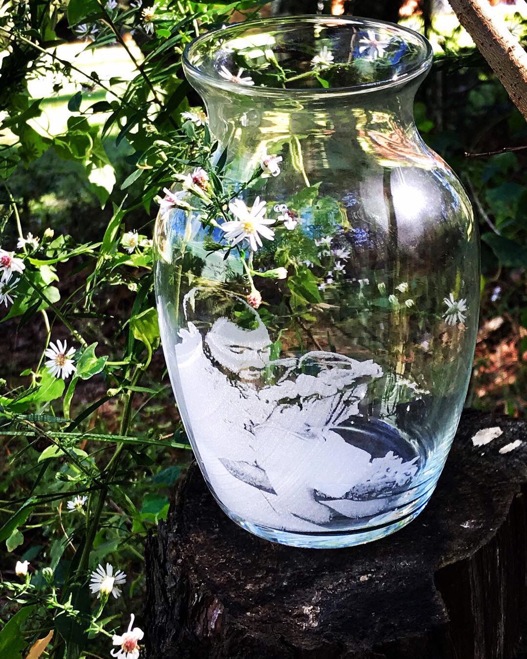 Custom Photo Engraved Glass Vase, Personalized Memorial, Wedding, or Gift Keepsake