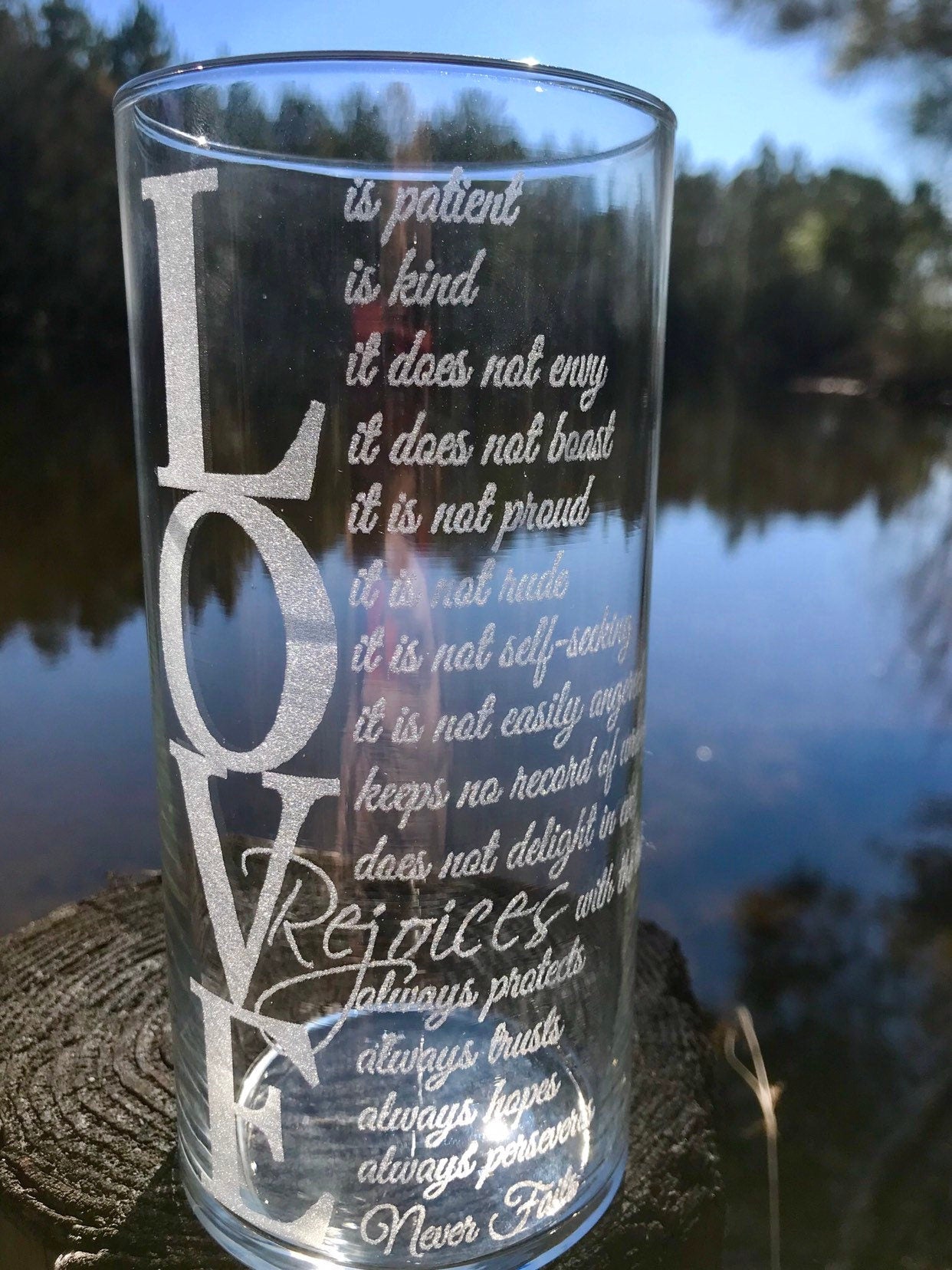 Personalized, Engraved, Vase, Candle Holder, Custom Corinthians 13:4 glass vase,Wedding Vase,Anniversary,Quote on glass Vase,LOVE,Valentines
