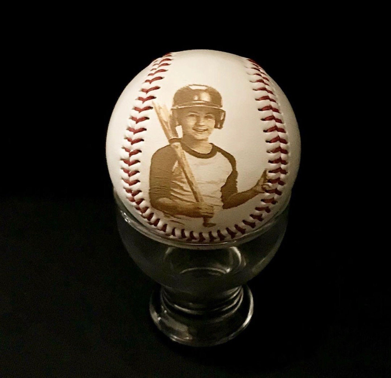 Photo engraved Baseball, Baseball trophy,Gift, Personalized baseball, baseball keepsake, little league baseball trophy