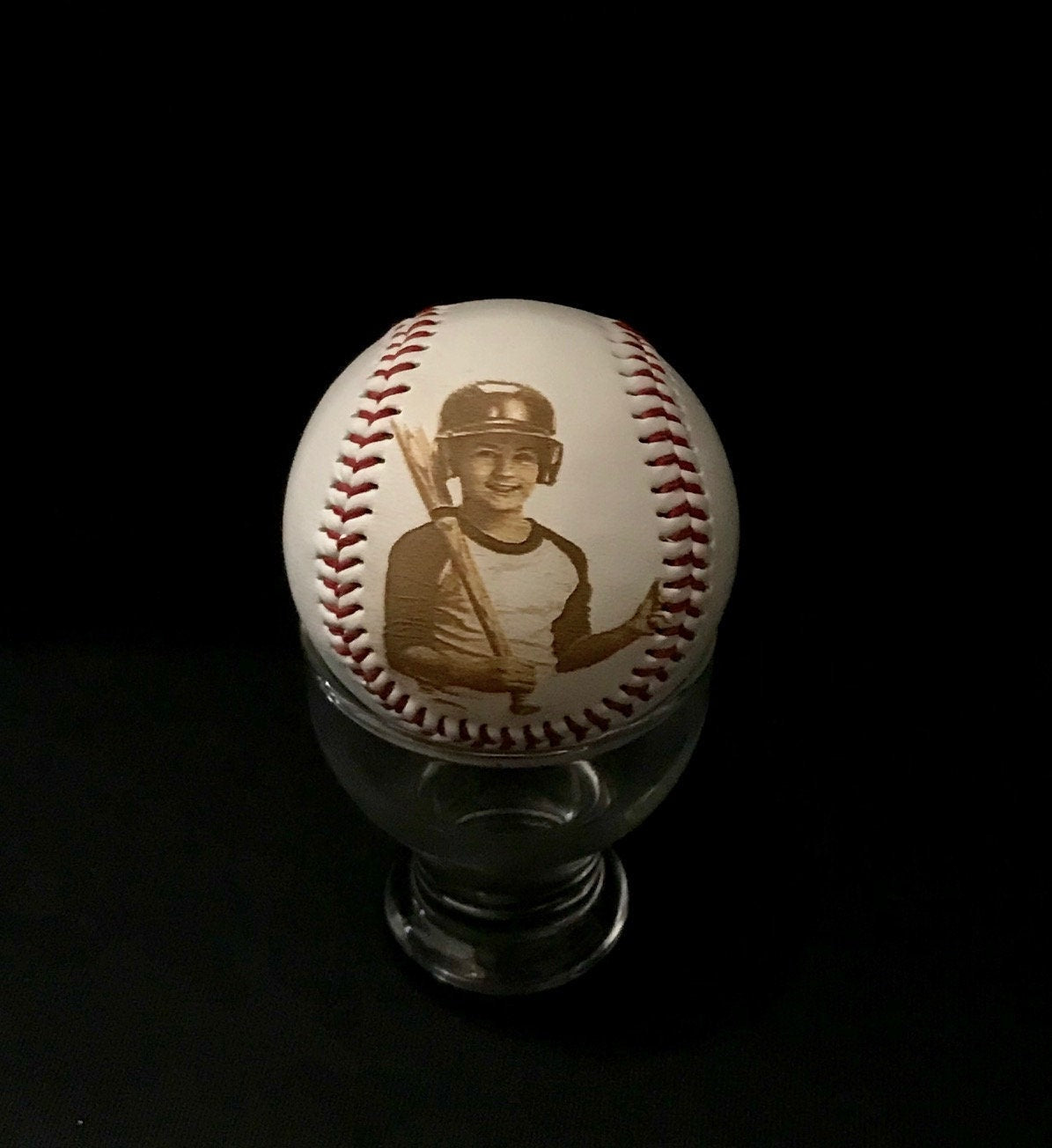 Photo engraved Baseball, Baseball trophy,Gift, Personalized baseball, baseball keepsake, little league baseball trophy