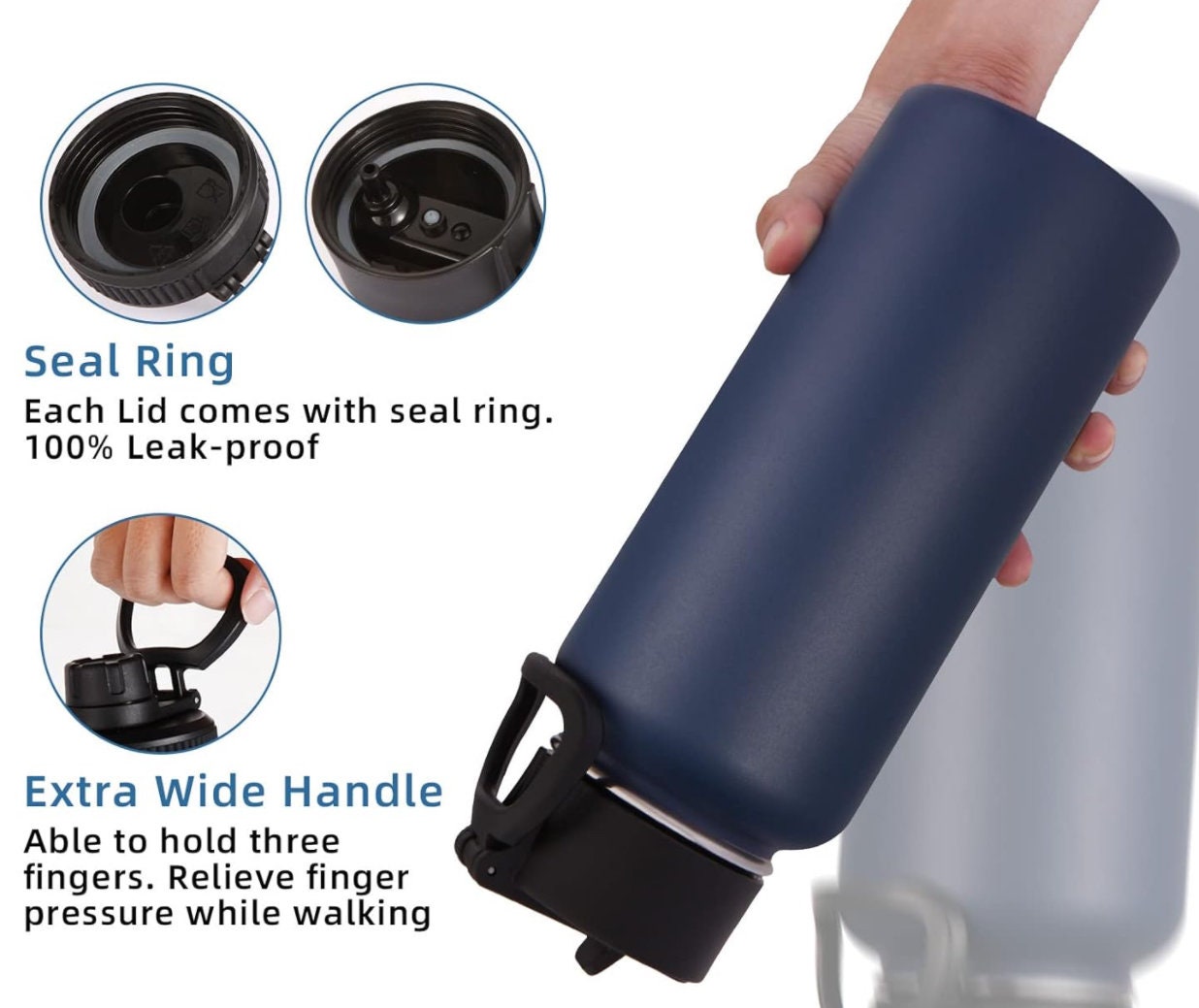 Custom, photo engraved water bottle Powder Coated Stainless Steel Vacuum Insulated Double Wall with Lid