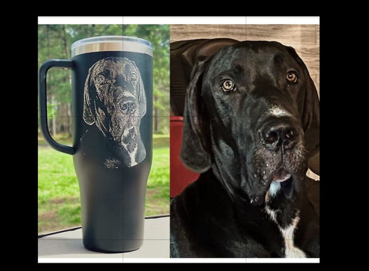 40 oz photo engraved stainless steel tumbler, custom gift mug, travel drinkware gift