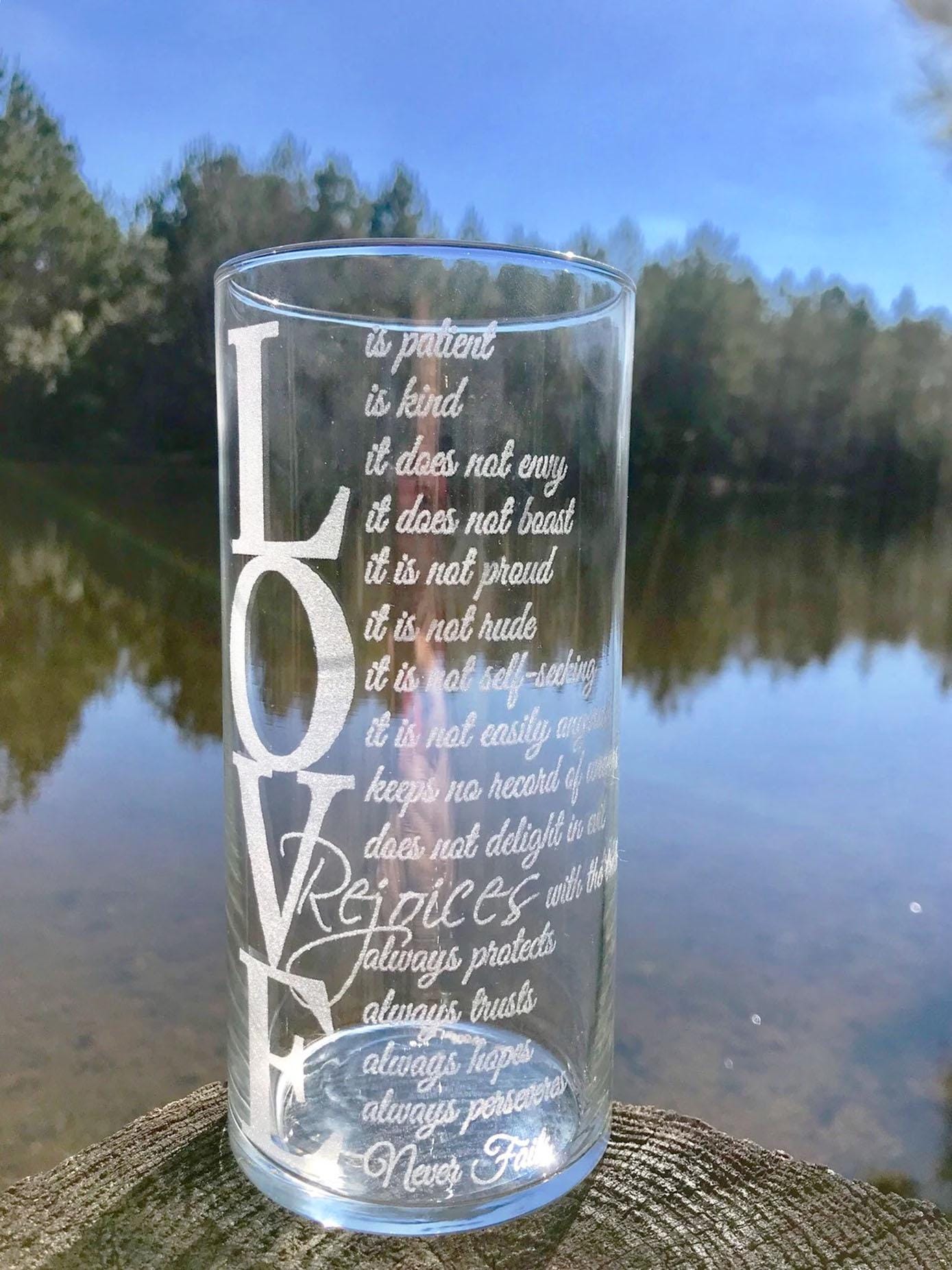 Personalized, Engraved, Vase, Candle Holder, Custom Corinthians 13:4 glass vase,Wedding Vase,Anniversary,Quote on glass Vase,LOVE,Valentines