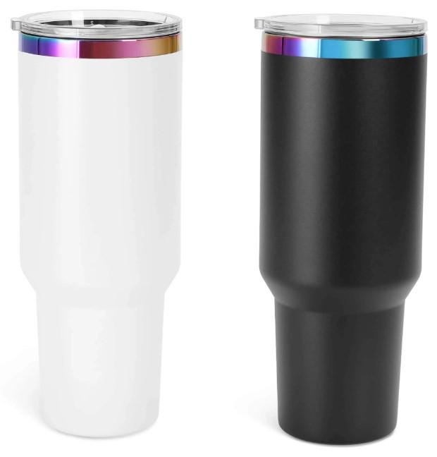 Photo engraved 40oz Rainbow Plated Tumbler, with Lid, Gift, Personalized Vacuum Insulated Double Wall, Powder Coated tumbler