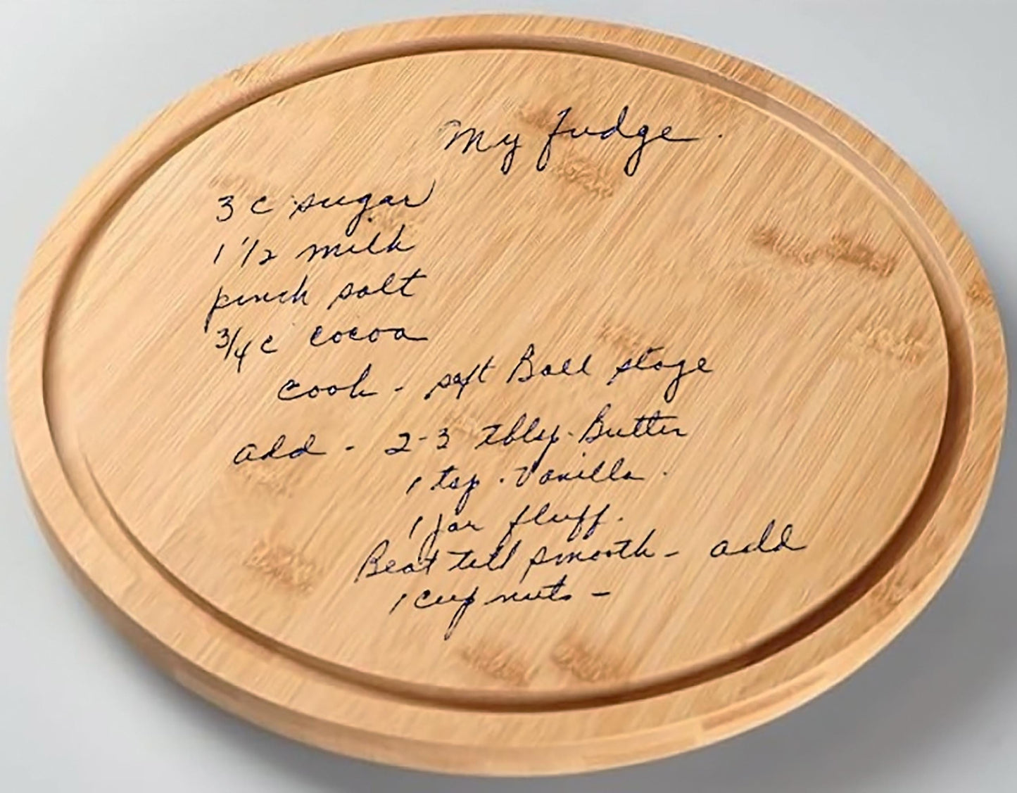 Recipe engraved Cake Stand, bamboo wood Charcuterie Board and Salad Bowl Serving Dish, Footed Cake stand and lightweight acrylic Dome