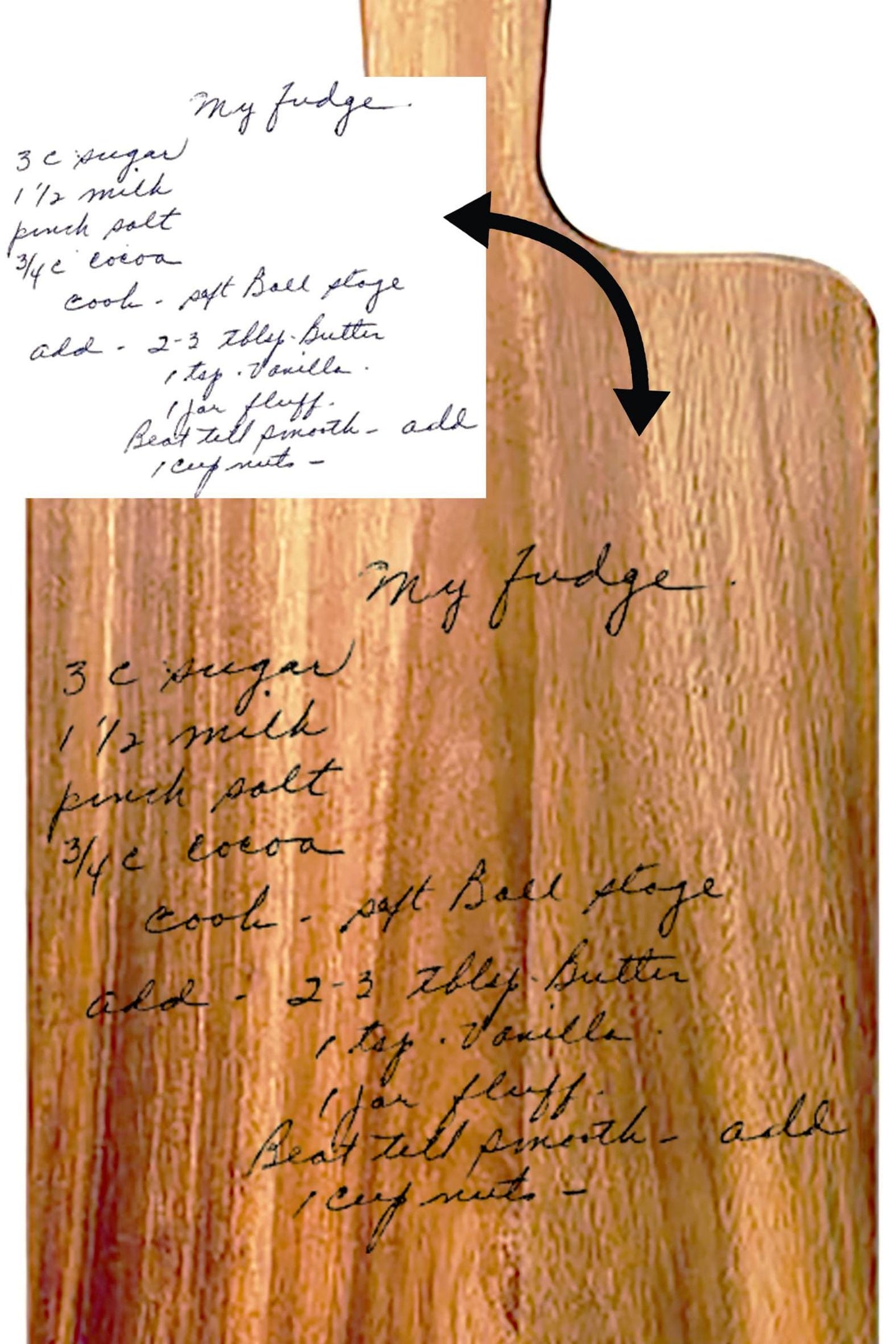 Recipe engraved Acacia Wood Cutting Board with Handle