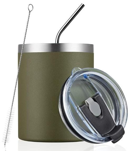 Birthday Lowball Tumbler, Stainless Steel, Double Wall Vacuum Insulated Mug with Straw, Lid and Cleaning Brush