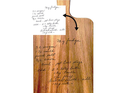 Recipe engraved Acacia Wood Cutting Board with Handle