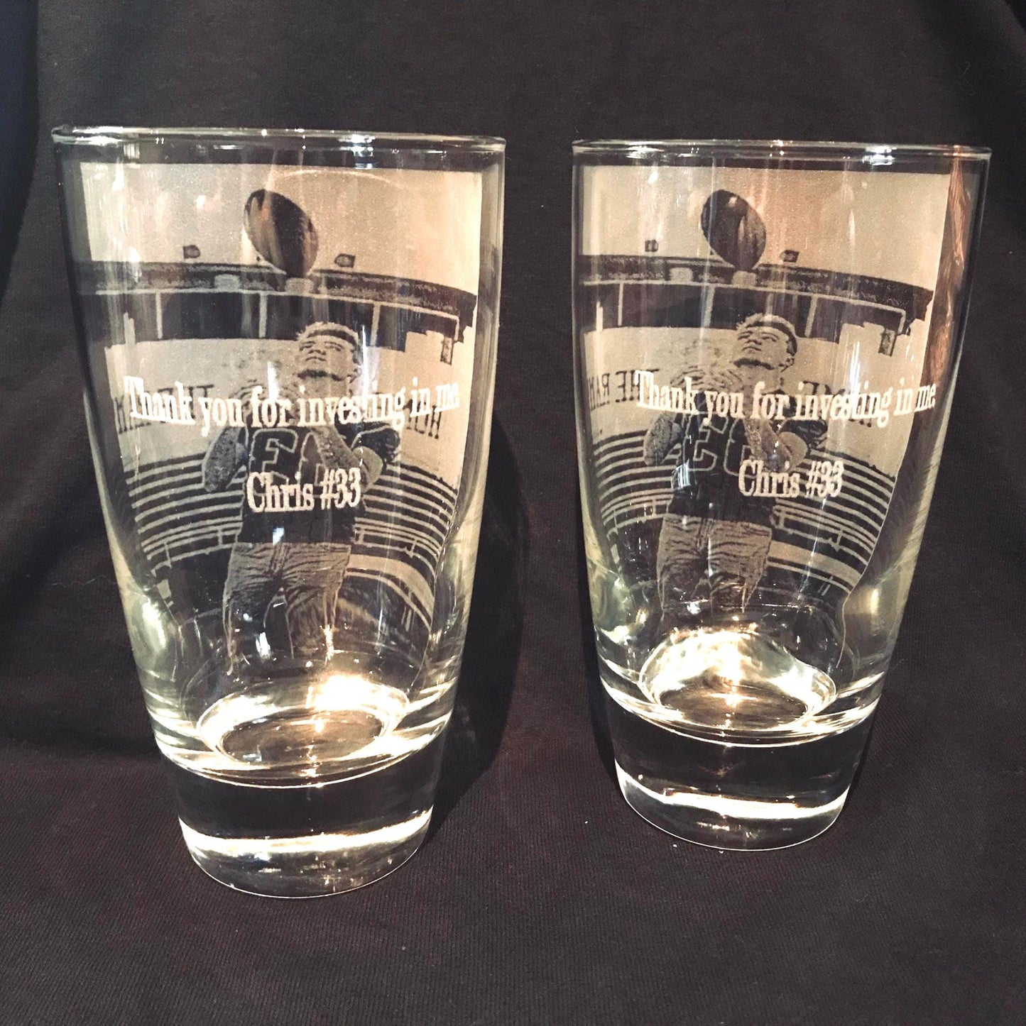 Custom Photo Engraved Glasses - Set of 2 - Mix and Match Styles - Personalized etched Portrait